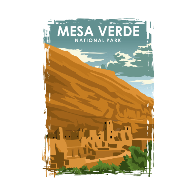 Mesa Verde National Park Vintage Travel Poster by jornvanhezik