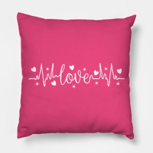 Love heartbeat with hearts and stars, valentine day Pillow