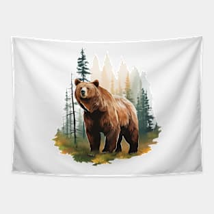 Watercolor Grizzly Bear Tapestry