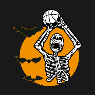 Skeleton Play Volleyball in Halloween Night T-Shirt