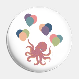 Octopus with Balloons Pin