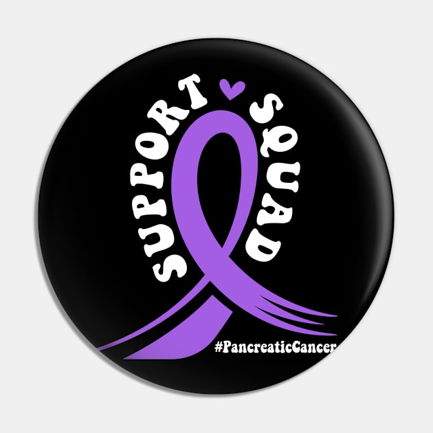 Pancreatic Cancer Ribbon Support Squad Pin by TShirtHook