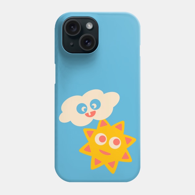 SUNNY WITH CLOUDY PERIODS Cute Kawaii Sun and Cloud for Kids and Adults - UnBlink Studio by Jackie Tahara Phone Case by UnBlink Studio by Jackie Tahara