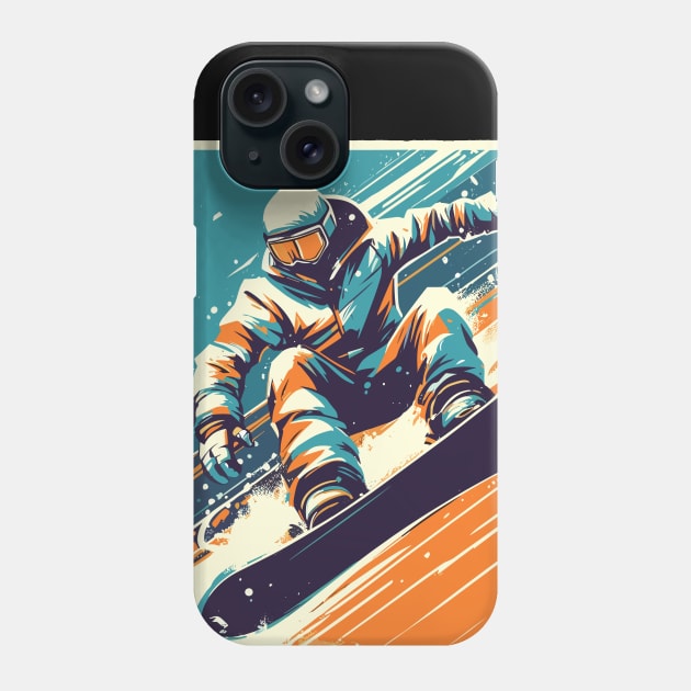 Retro snowboarder Phone Case by TomFrontierArt