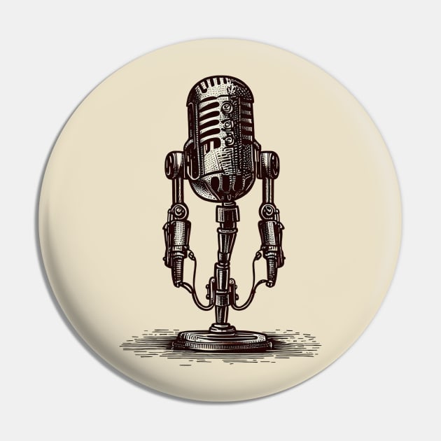 Vintage microphone robot Pin by Warp9