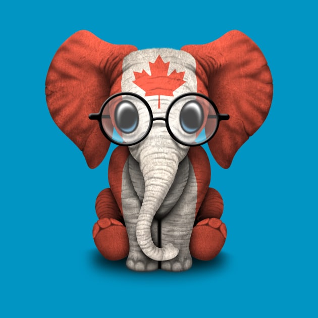 Baby Elephant with Glasses and Canadian Flag by jeffbartels