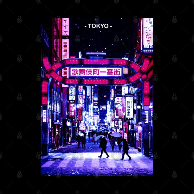 Tokyo Street Neon Synthwave by JeffDesign