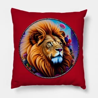 FLORAL LION PORTRAIT Pillow