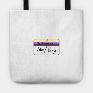 Pronouns nonbinary pride - She/They Tote