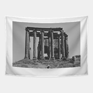 Ancient Greek Architecture Newspaper Style Tapestry