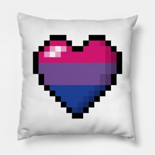 Large Pixel Heart Design in Bisexual Pride Flag Colors Pillow