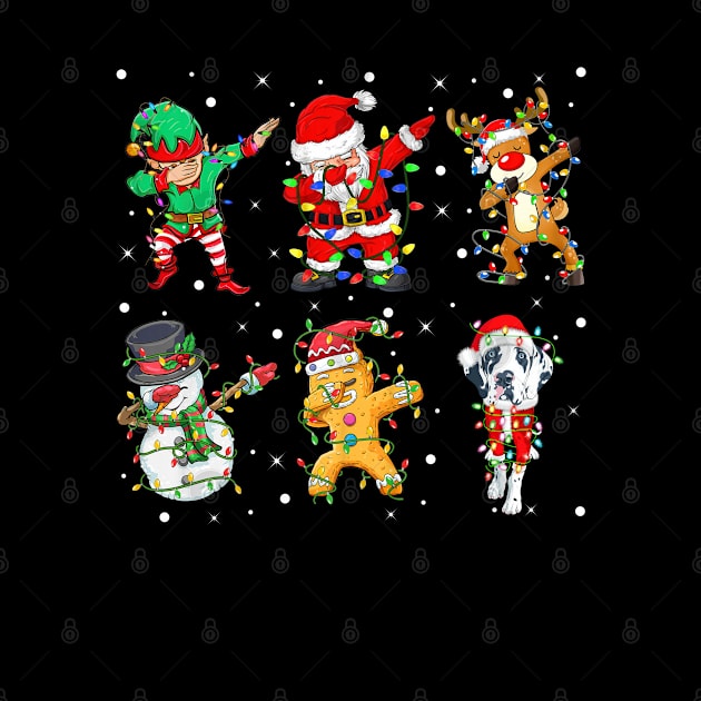 Dabbing Dab Santa Elf Great Dane Dog Friends Christmas Lights Dabbing Great Dane by nvqdesigns