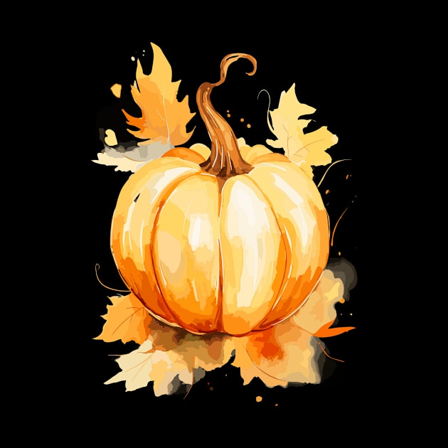 Fall Pumpkin Watercolor Art by ArtVault23