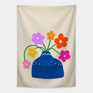 Flowers in a Vase Cute Bold Colors Tapestry