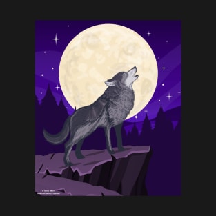 Wolf Howling At The Moon T-Shirt