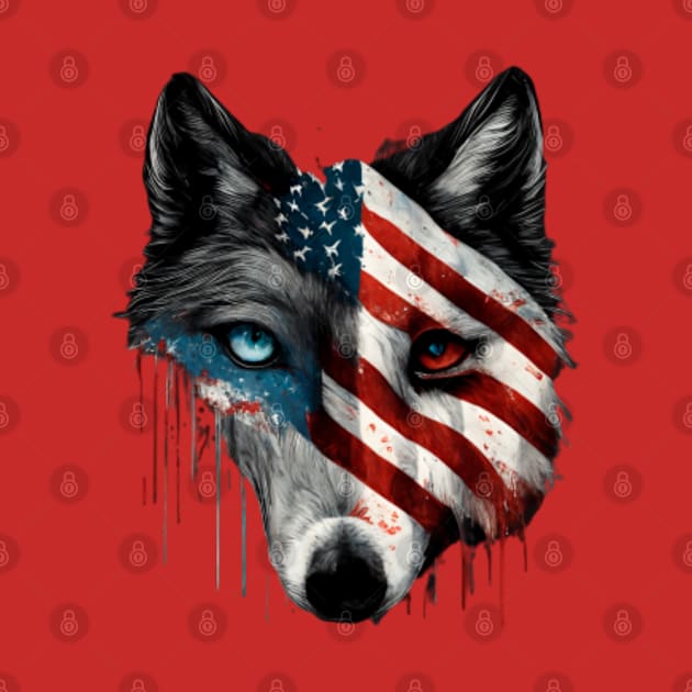 Wolf, american flag, Alaska, Idaho, Michigan, Minnesota, Montana, New Mexico, Utah, Wyoming by ThatSimply!