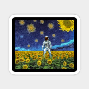 Astronaut Sunflower Impressionism Magnet