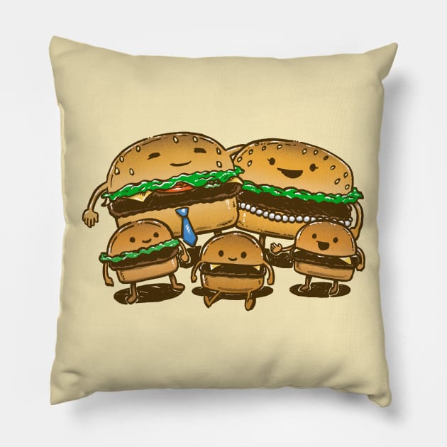 BurgerFam Pillow by nickv47