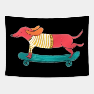 Skateboarding Dog Tapestry