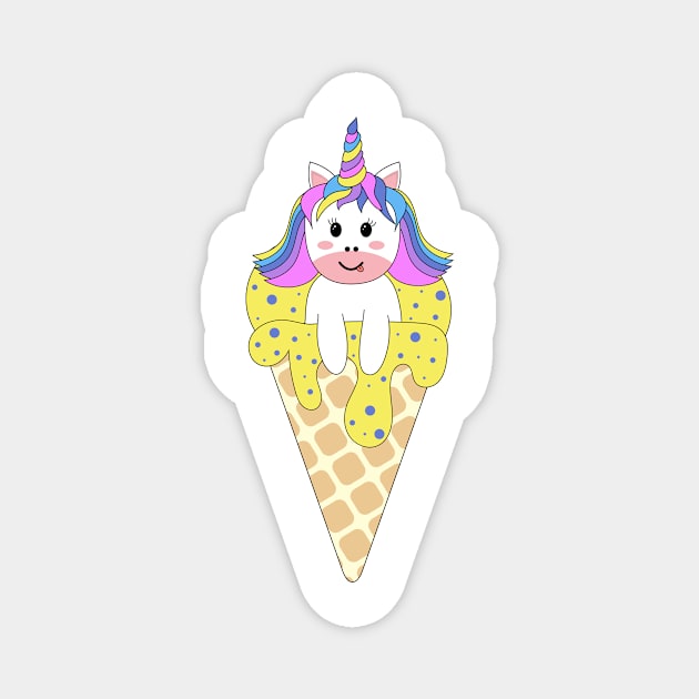 Cute Kawaii Unicorn on ice Magnet by Novelty-art