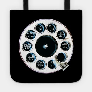 Retro Rotary Phone White on Black Tote