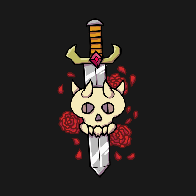 Skull Flowers Sword by MizDraws