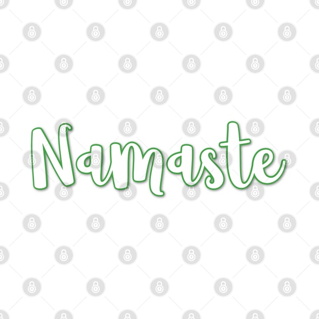 Green Namaste Cute Yoga Greeting Design by DesignsbyZazz