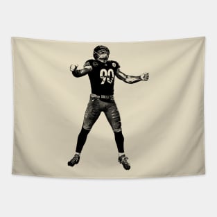 Tj Watt || Vintage Pencil Drawing Tapestry