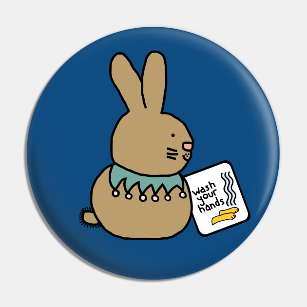 Bunny Rabbit Says Wash Your Hands Pin by ellenhenryart