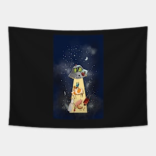 Aliens : UFO and tractor beam Tapestry