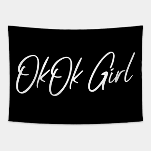 Okok girl White Design Tapestry