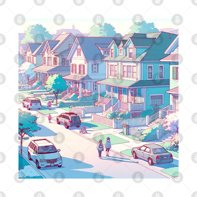 Suburban Residential Street United States by unrealartwork