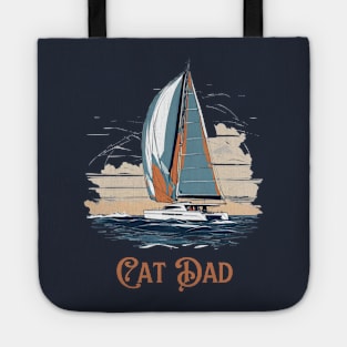 Cat Dad Funny Catamaran Sailing Design Tote