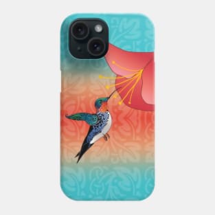 Exotic Hummingbird and Red Hibiscus Flower Ombre Phone Case