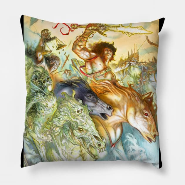 4 Horsemen Pillow by Castillo Studios