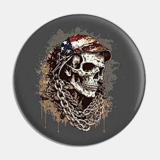 USA Military Veteran American Patriotic Skull Pin