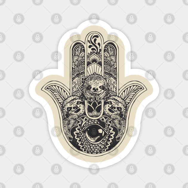 Hamsa Hand Sloth Magnet by huebucket