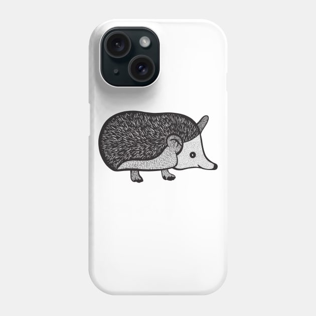 Hedgehog Ink Art - light colors Phone Case by Green Paladin