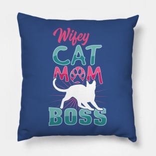 Wifey Cat Mom Boss - Cat Lovers - Cat Mom Gifts Pillow