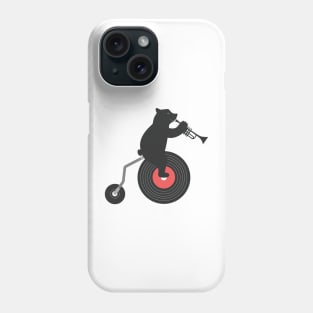 Black Bear with his Trumpet on Penny farthing Bike Phone Case