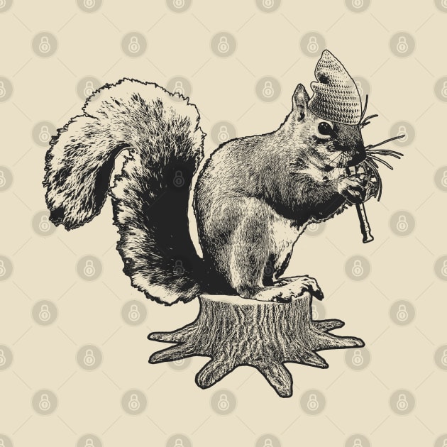 Squirrel playing the flute by dankdesigns