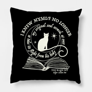 Poe's cat design in ivory Pillow