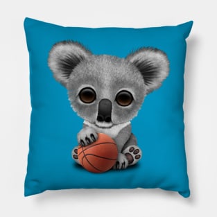 Cute Baby Koala Playing With Basketball Pillow