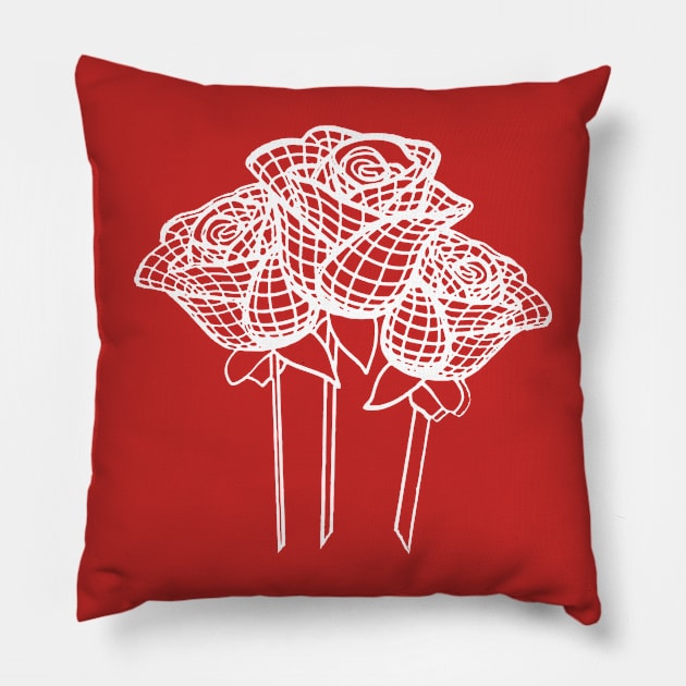 Intricate Lace Mesh Design White Yorkshire Rose Pillow by taiche