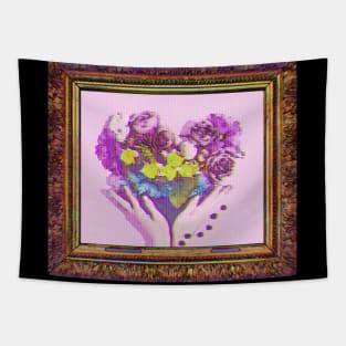 Heart Of Flowers Chromatic Aberration Tapestry