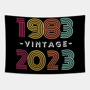 1983 Vintage 2023, 40th Birthday Anniversary, Colorful Retro Tapestry