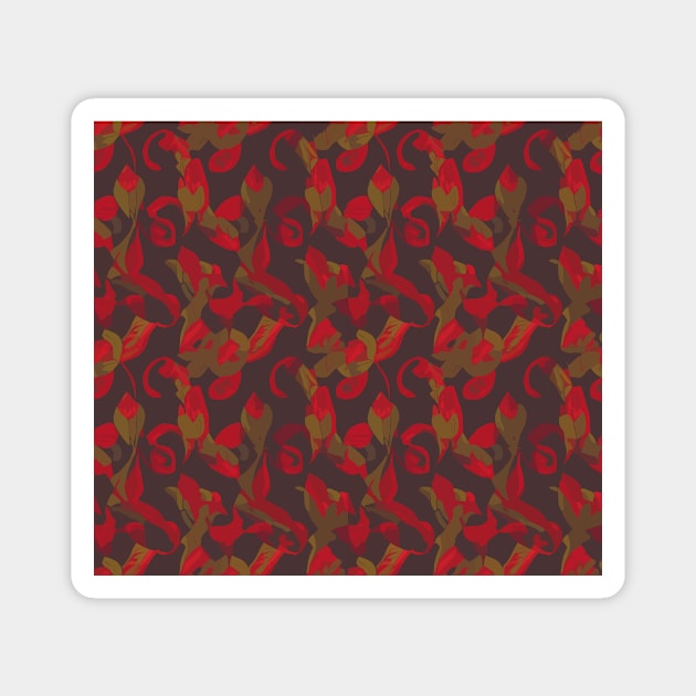 Abstract Floral Blend Camouflage in Red Magnet by electric art finds