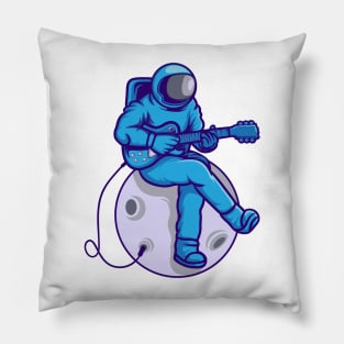 Astronaut Playing Guitar On The Moon Pillow