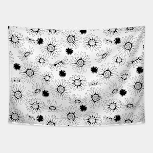 Black and White Daisies Tapestry