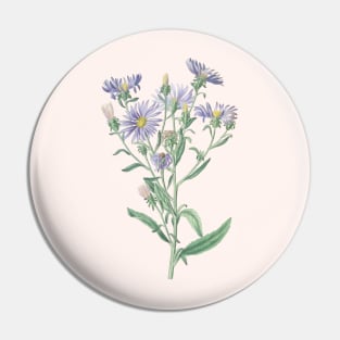 Purple Flowers Vintage Botanical Illustration Pin